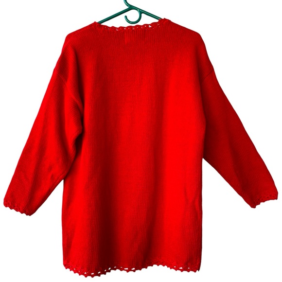 Tiara International Red Christmas Tree Vintage Sweater with Bows and Bea… - Picture 2 of 10